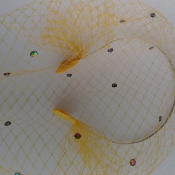 Iridescent crystals embellished yellow veil